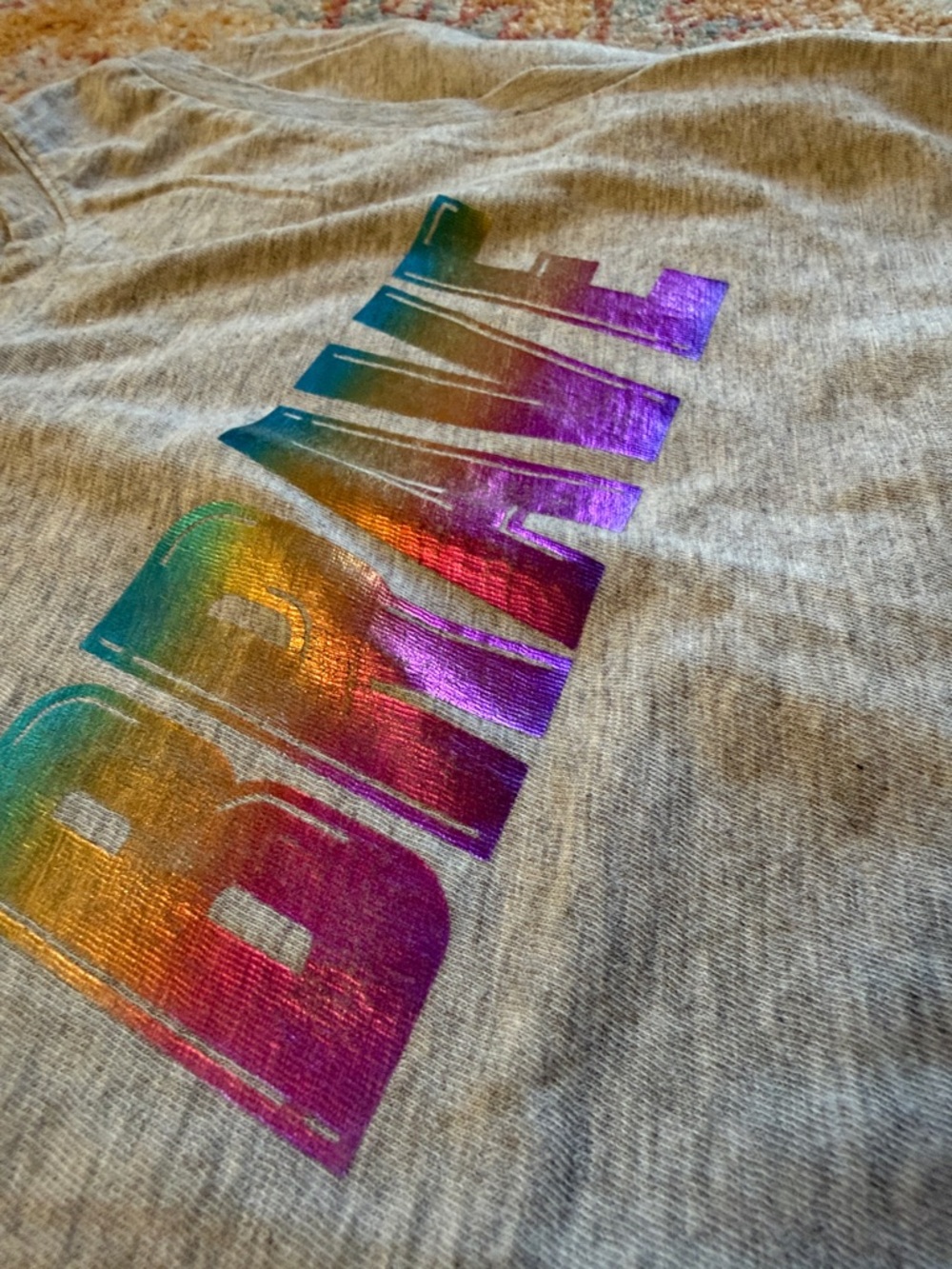Athletic Works 10/12 Gray Tank Top with Rainbow 'BRAVE' Ombre Graphic - Picture 4 of 4